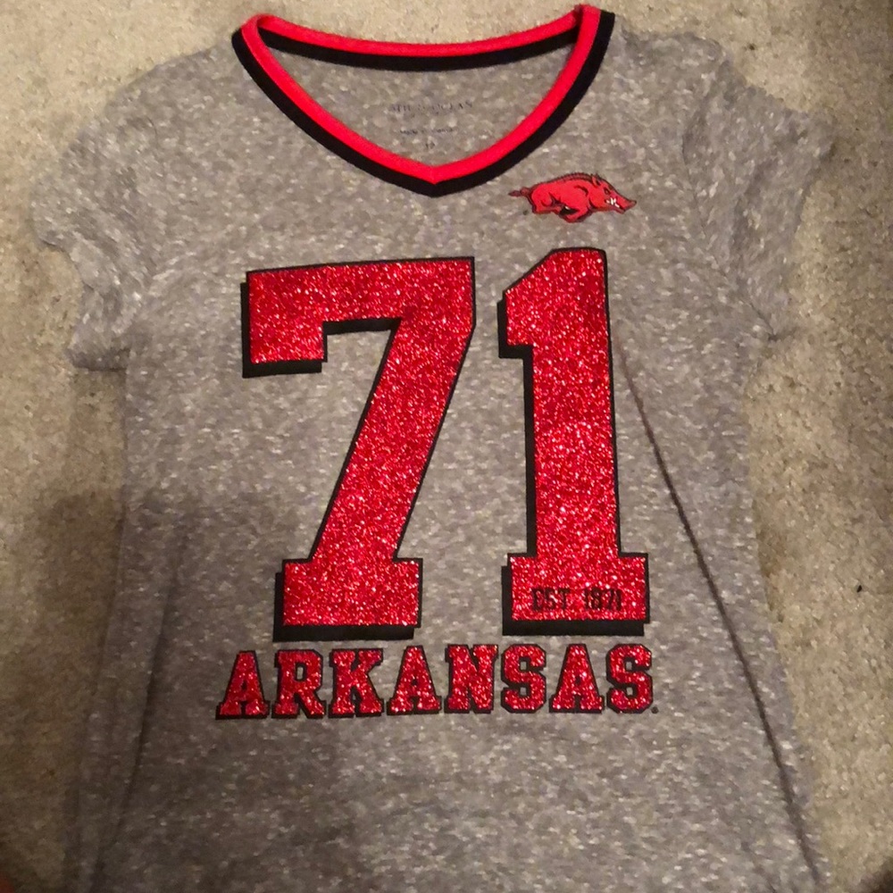 Arkansas 5th and ocean sparkly shirt.